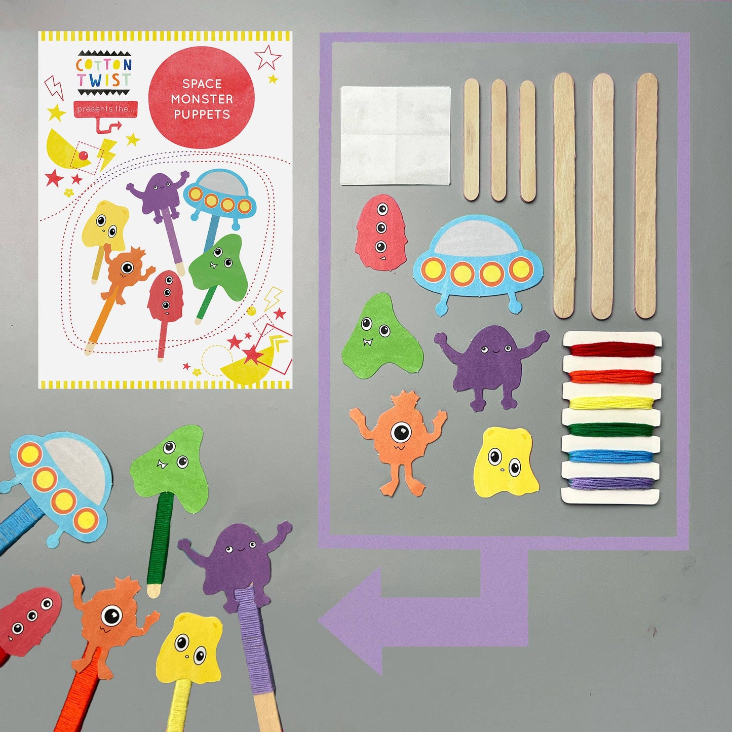 Make Your Own Space Monster Puppets by Cotton Twist - Grace and Fox