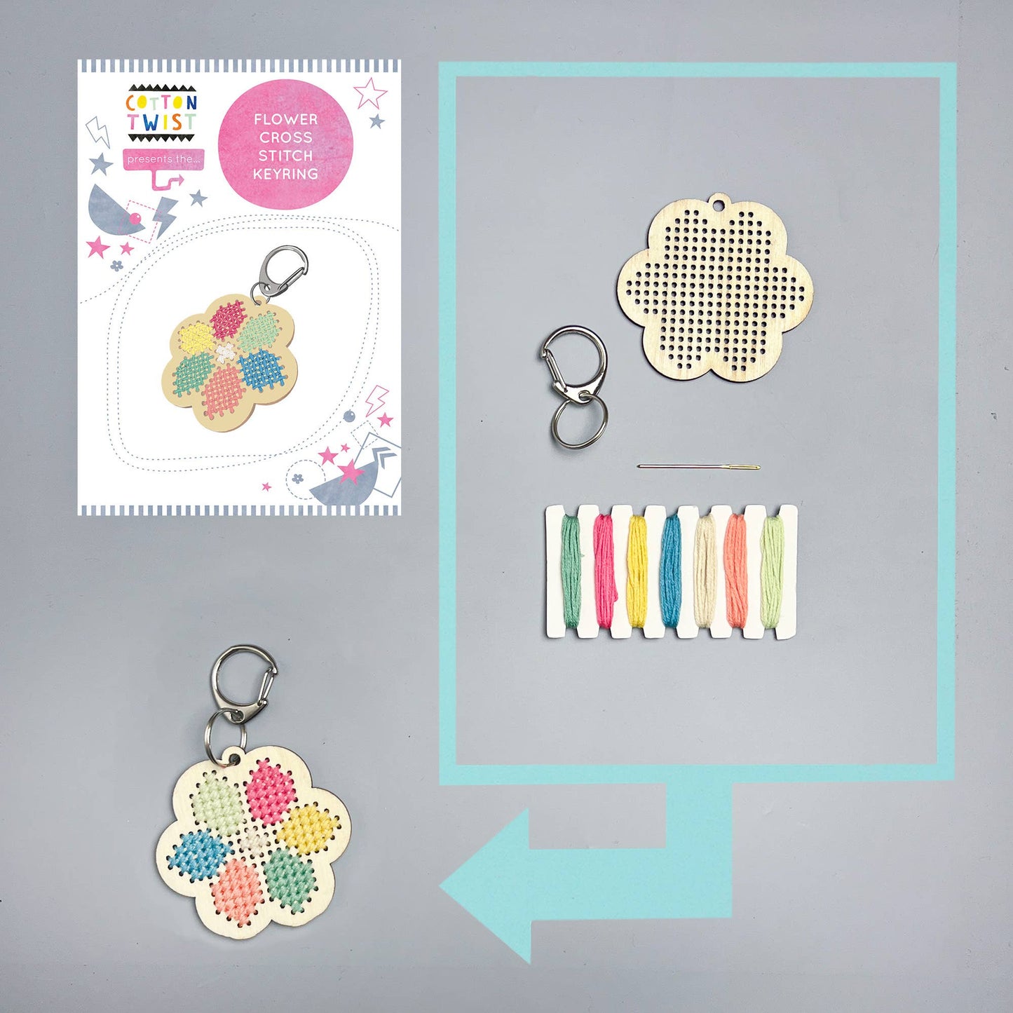 Make Your Own Flower Cross Stitch Keyring by Cotton Twist - Grace and Fox