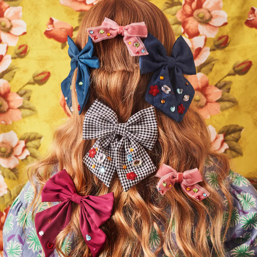 Stych - Oversized Bow Gem Hair Clip Pink - Grace and Fox