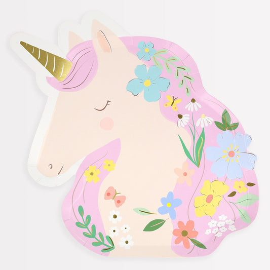 Meri Meri Meadow Unicorns Shaped Plates (x 8) - Grace and Fox