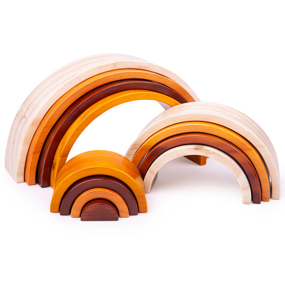 Bigjigs Large Natural Rainbow Wooden Stacking Toy - Grace and Fox