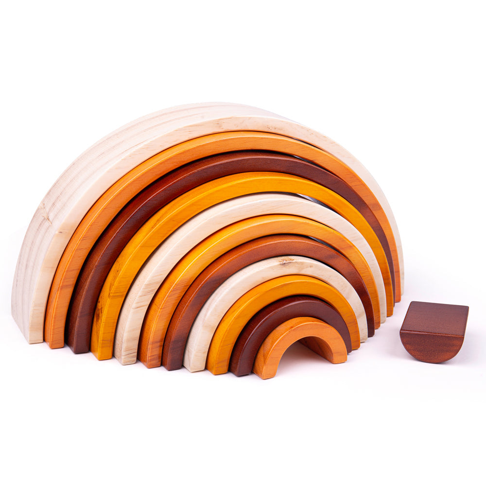 Bigjigs Large Natural Rainbow Wooden Stacking Toy - Grace and Fox