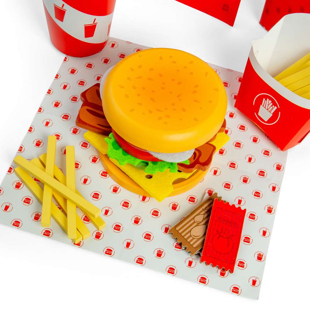 Bigjigs Toys Wooden Burger and Fries Set - Grace and Fox