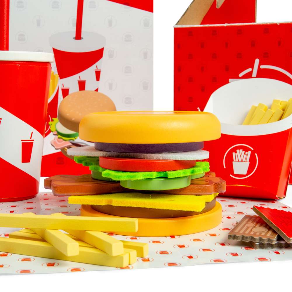Bigjigs Toys Wooden Burger and Fries Set - Grace and Fox