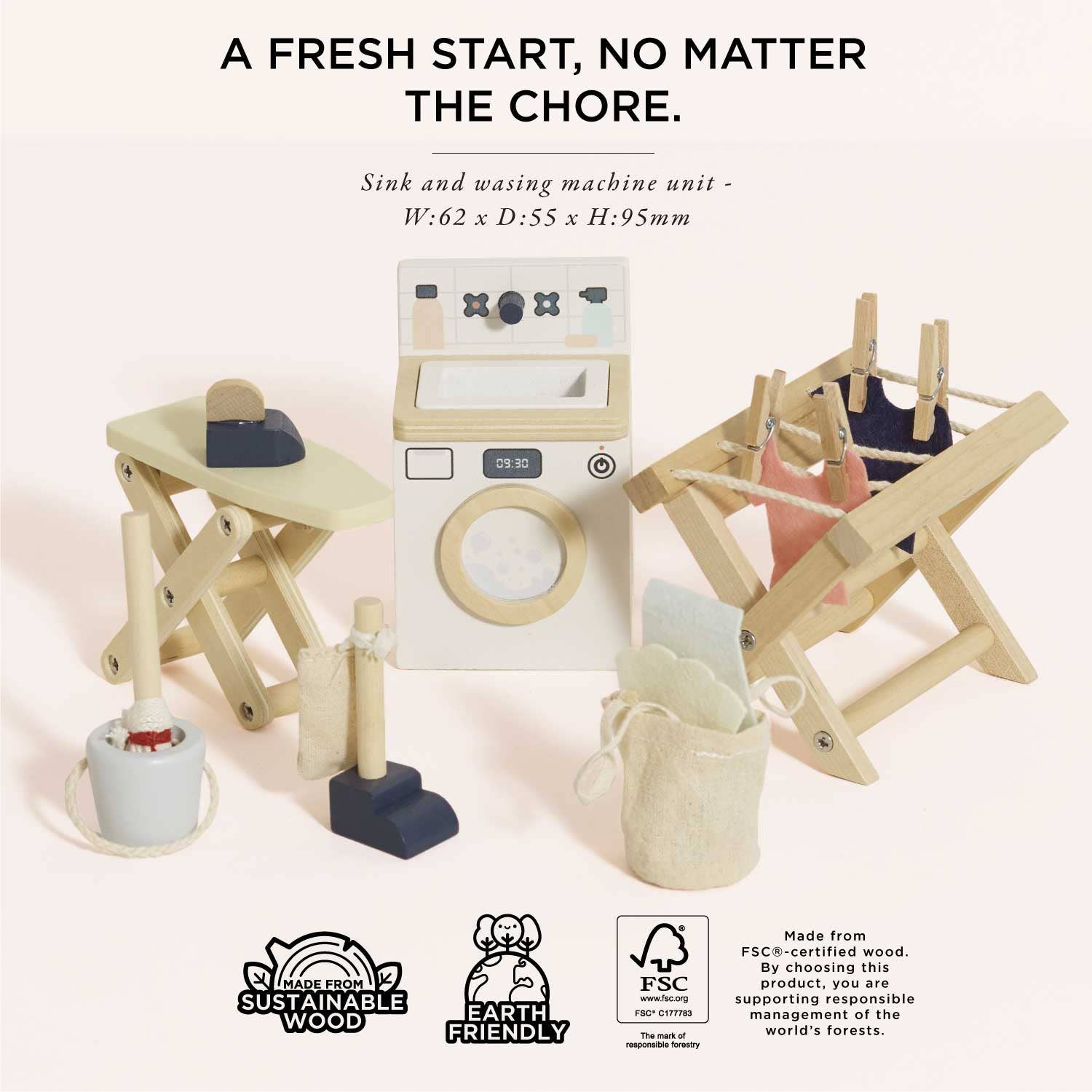 Wooden Dolls House Laundry Room - Grace and Fox