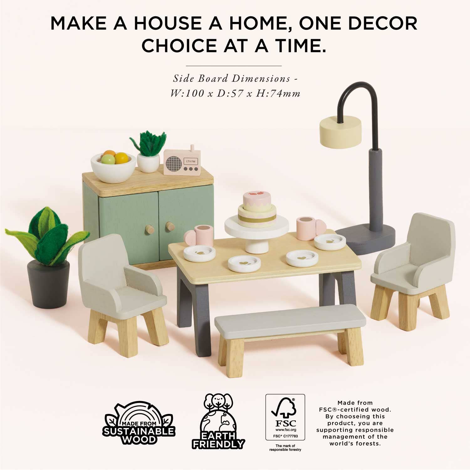 Le Toy Van Wooden Dolls House Furniture Set - Dining Room - Grace and Fox