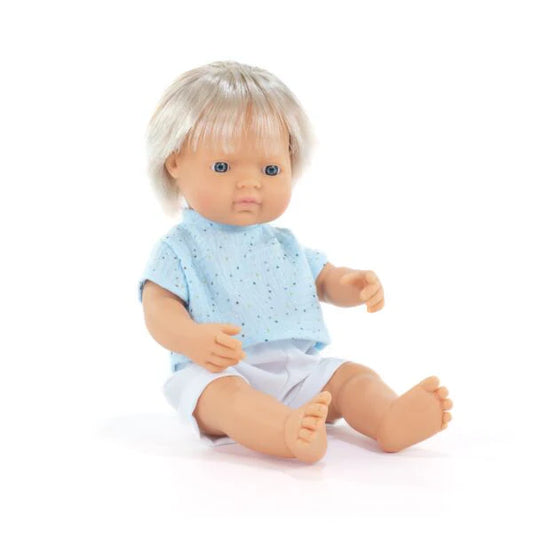 Miniland Baby Doll - Blonde Caucasian Boy - 38cm - Grace and Fox