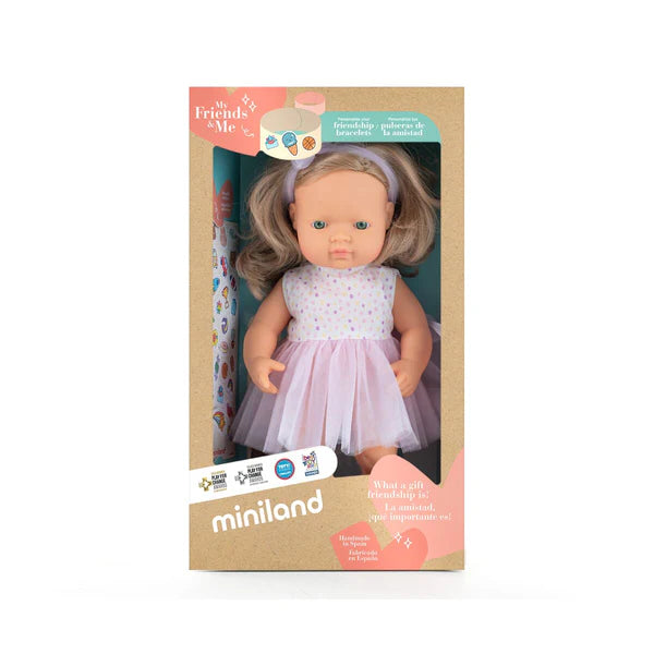 Miniland Baby Doll - Blonde Caucasian Girl - 38cm - Grace and Fox