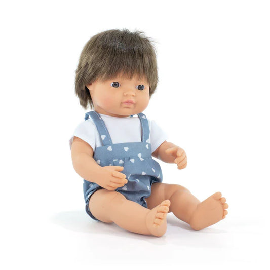 Miniland Baby Doll - Brunette Caucasian Boy 38CM - Grace and Fox