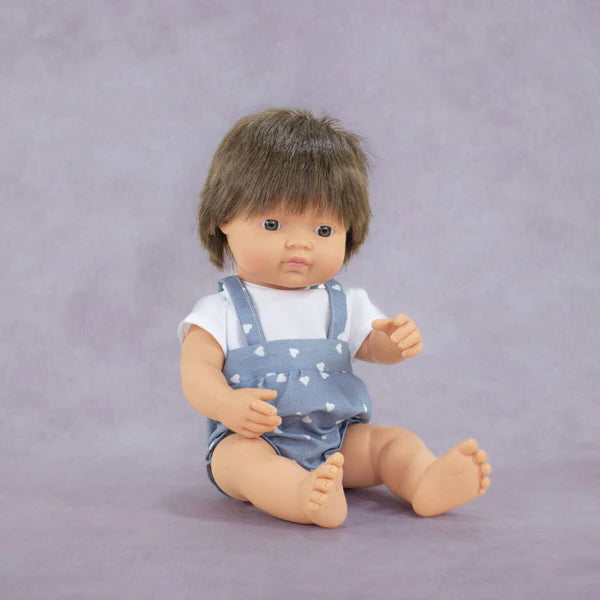 Miniland Baby Doll - Brunette Caucasian Boy 38CM - Grace and Fox