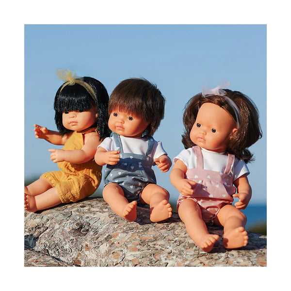 Miniland Baby Doll - Brunette Caucasian Boy 38CM - Grace and Fox