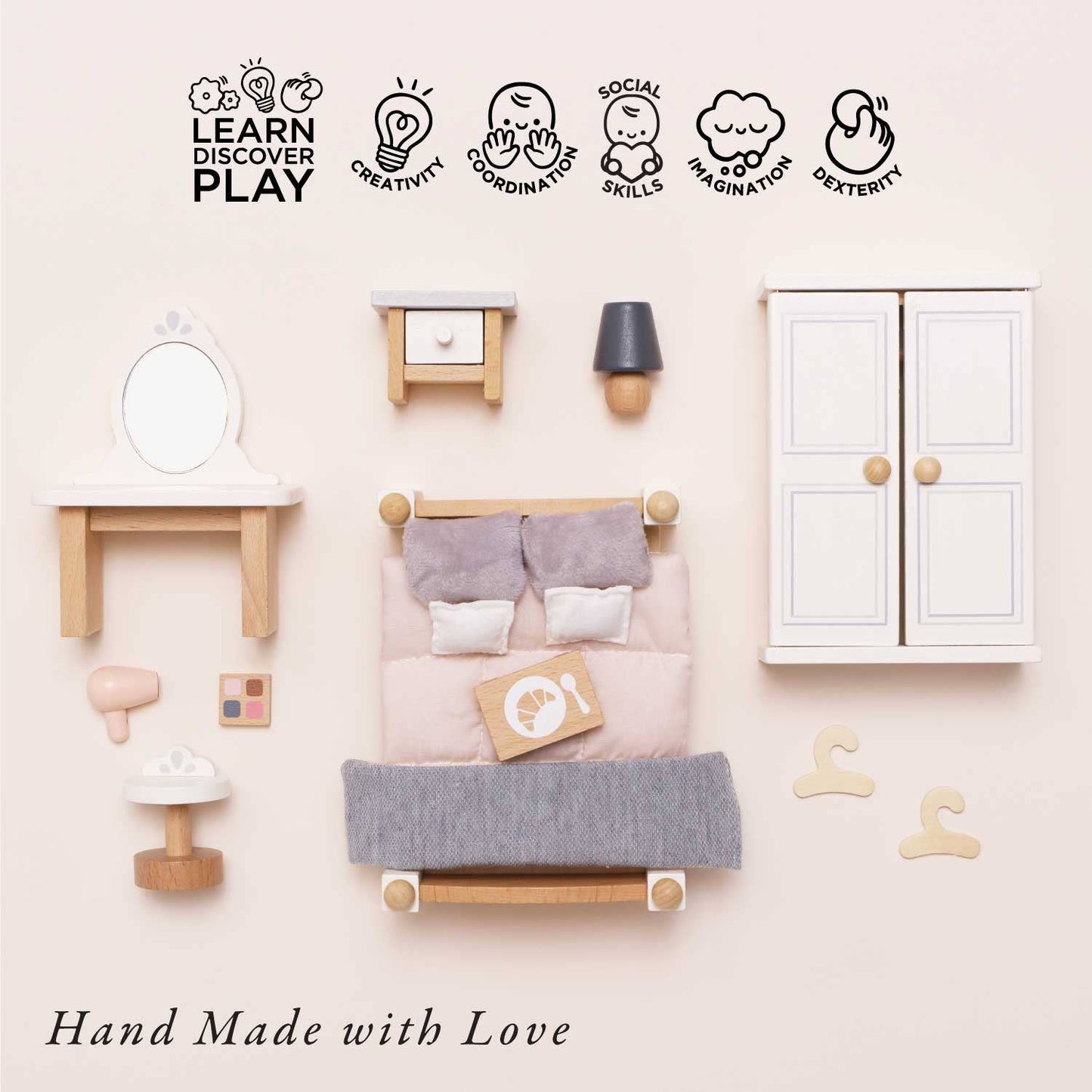 Le Toy Van Wooden Dolls House Furniture Set - Bedroom - Grace and Fox