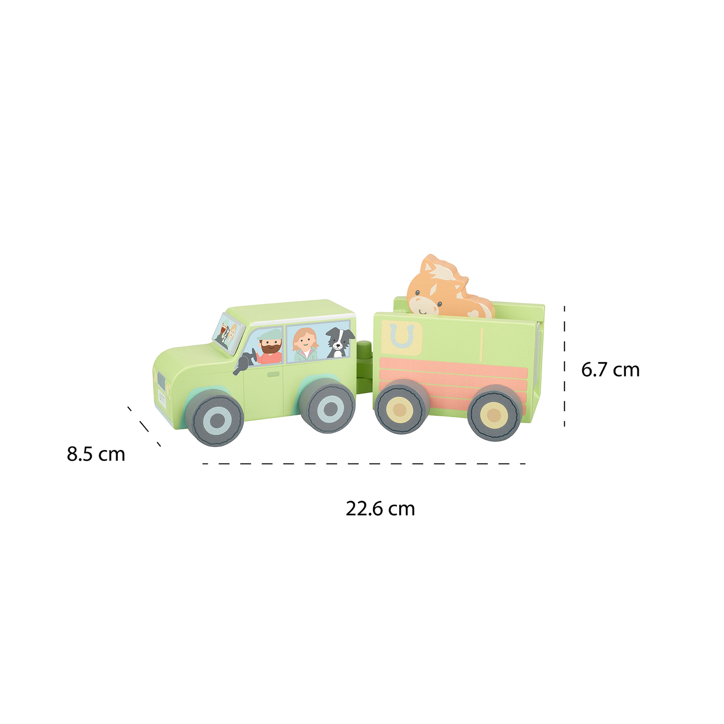 NEW! Wooden Farm 4x4 with Horse Box and Horse - Grace and Fox