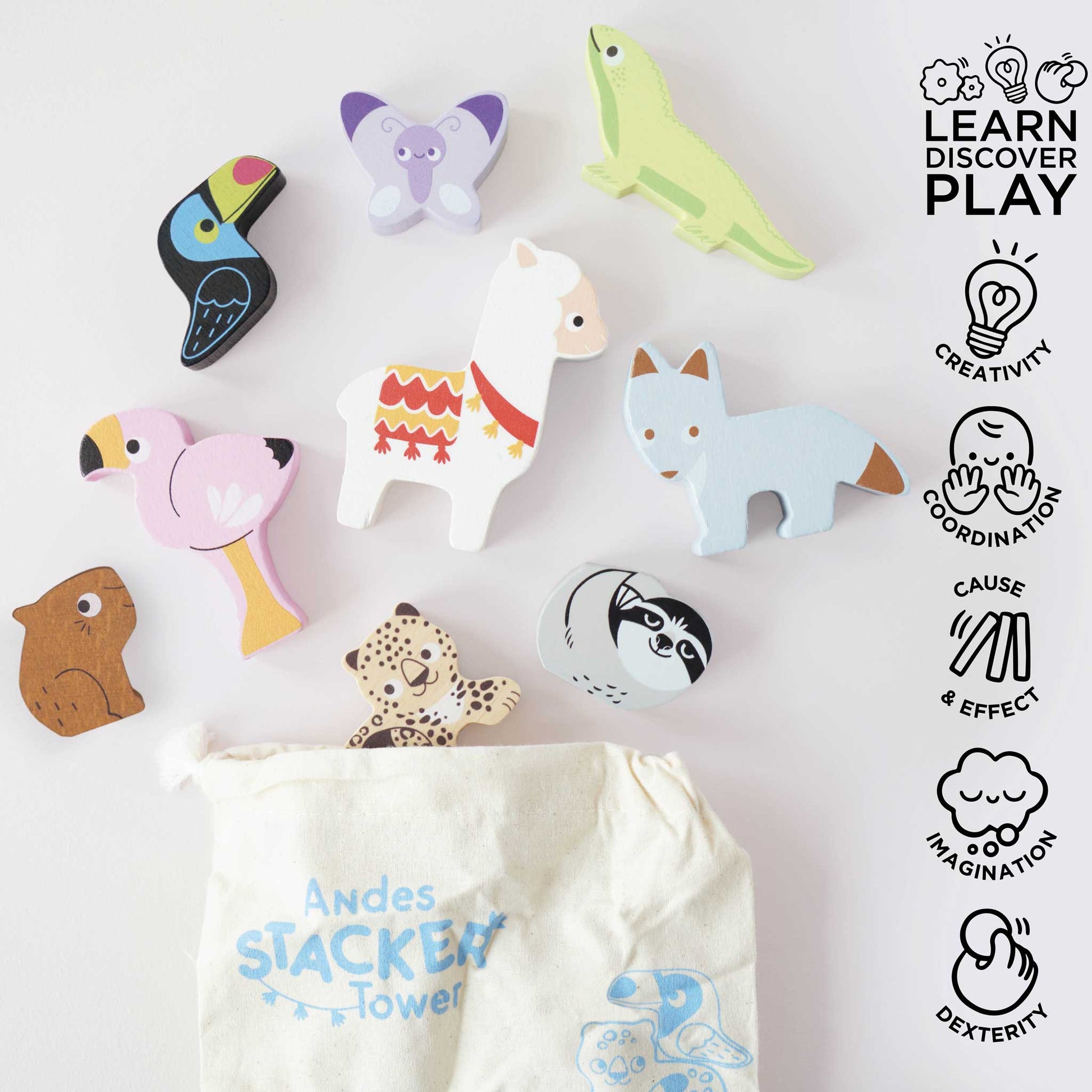 Le Toy Van Andes Stacking Animals & Bag - Grace and Fox