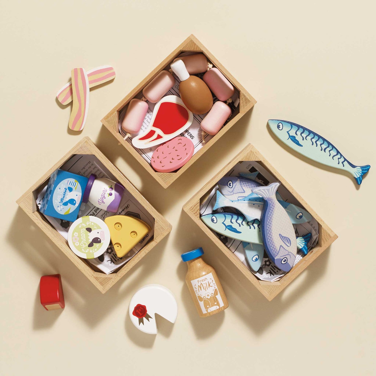 Market Fish Wooden Play Food Crate - Grace and Fox