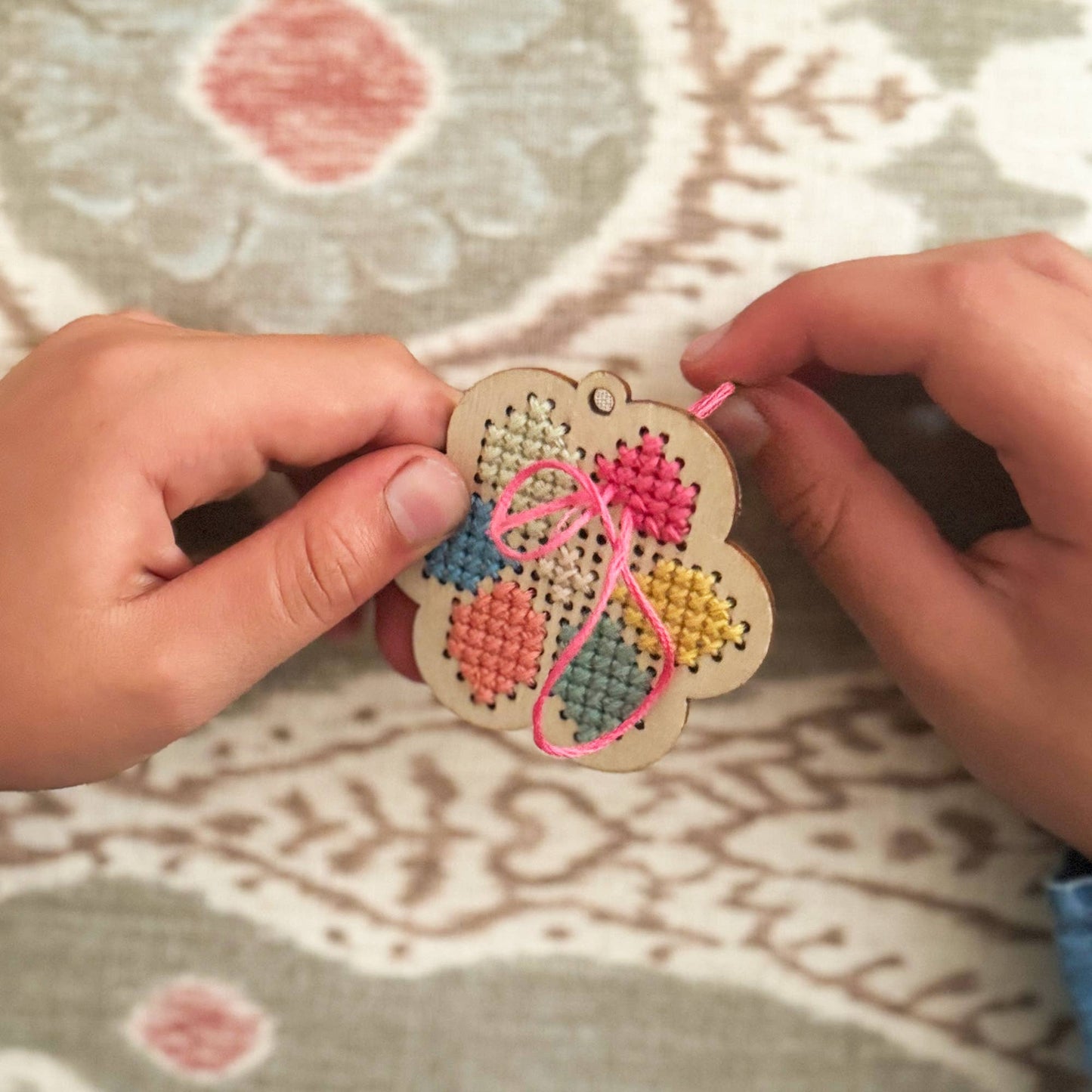 Make Your Own Flower Cross Stitch Keyring by Cotton Twist - Grace and Fox