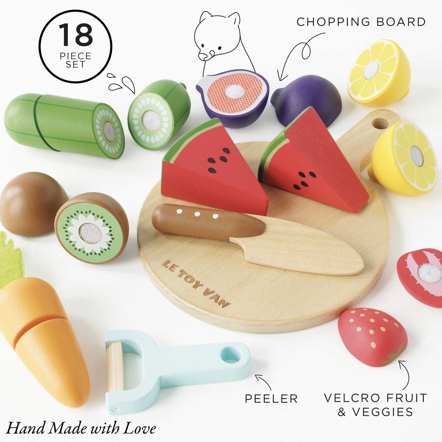 Le Toy Van Wooden Chopping Board & Sliceable Play Food - Grace and Fox