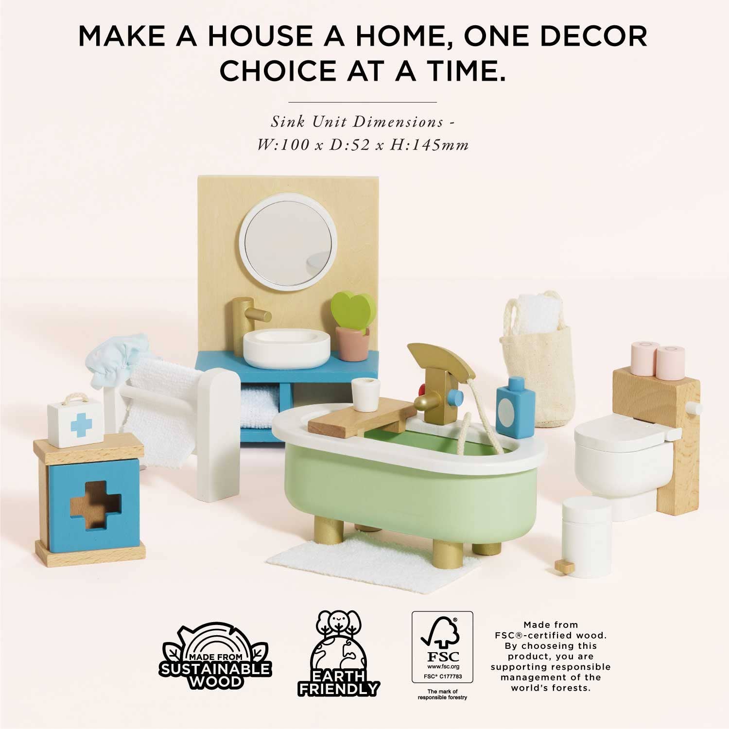 Le Toy Van Wooden Dolls House Furniture Set - Bathroom - Grace and Fox