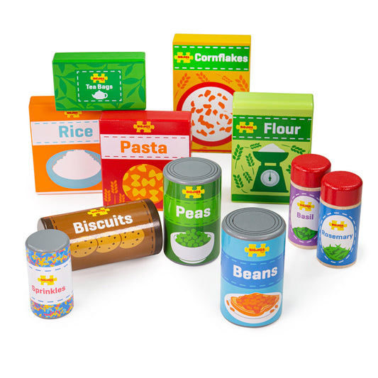Bigjigs Cupboard Groceries Wooden Play Food Set - Grace and Fox