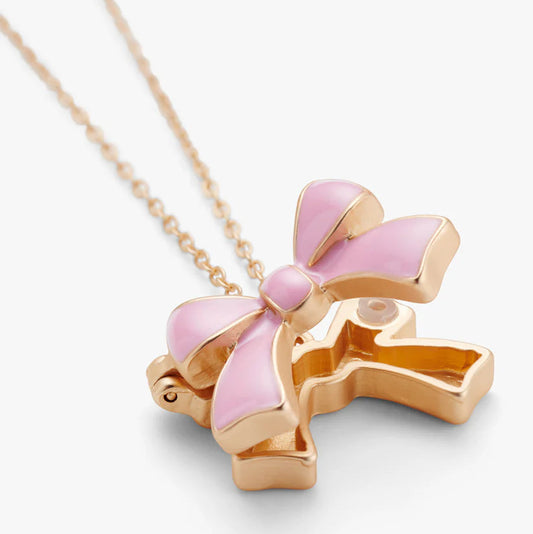 Stych - Pink Bow Locket Necklace - Grace and Fox