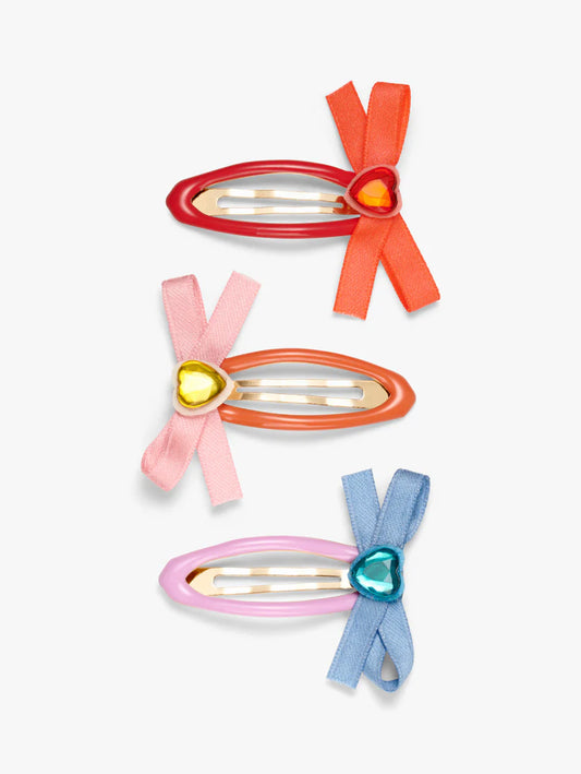 Stych - Bow and Heart Gem Hair Clips - Grace and Fox