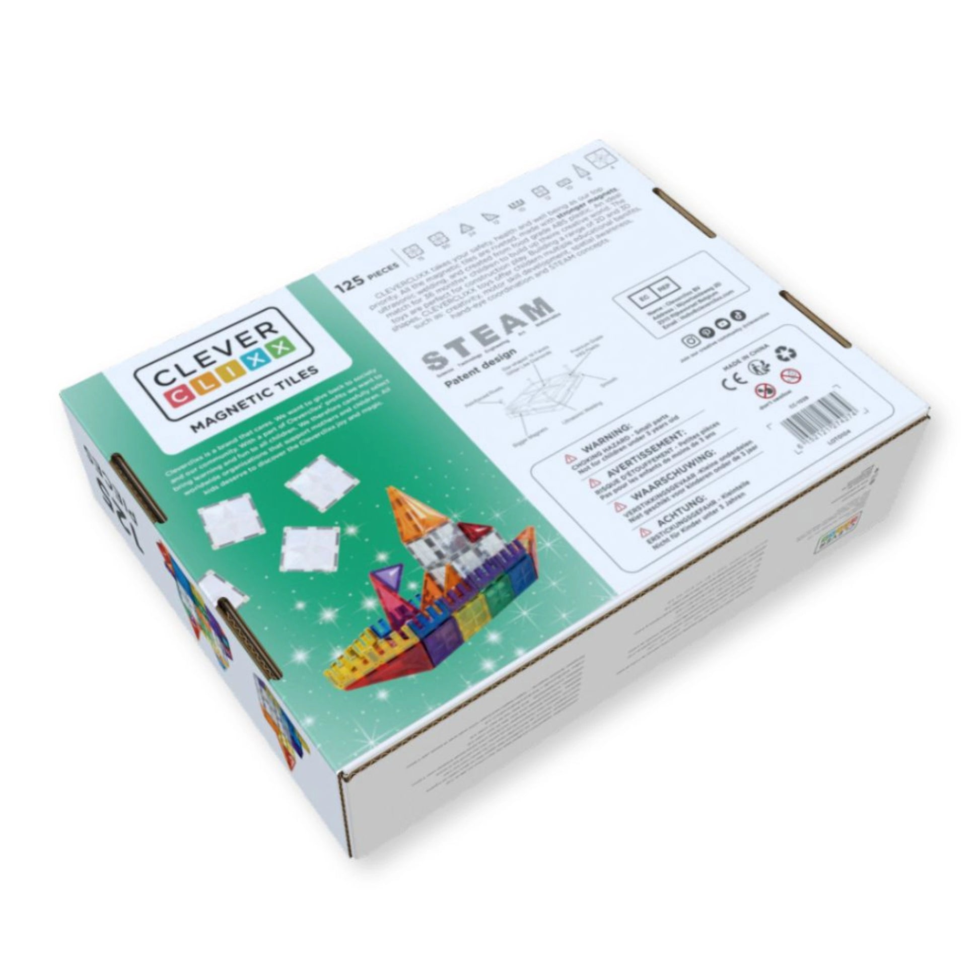Cleverclixx Inventive Pack Intense Limited Edition – 125-Piece Magnetic Tile Building Set - Grace and Fox