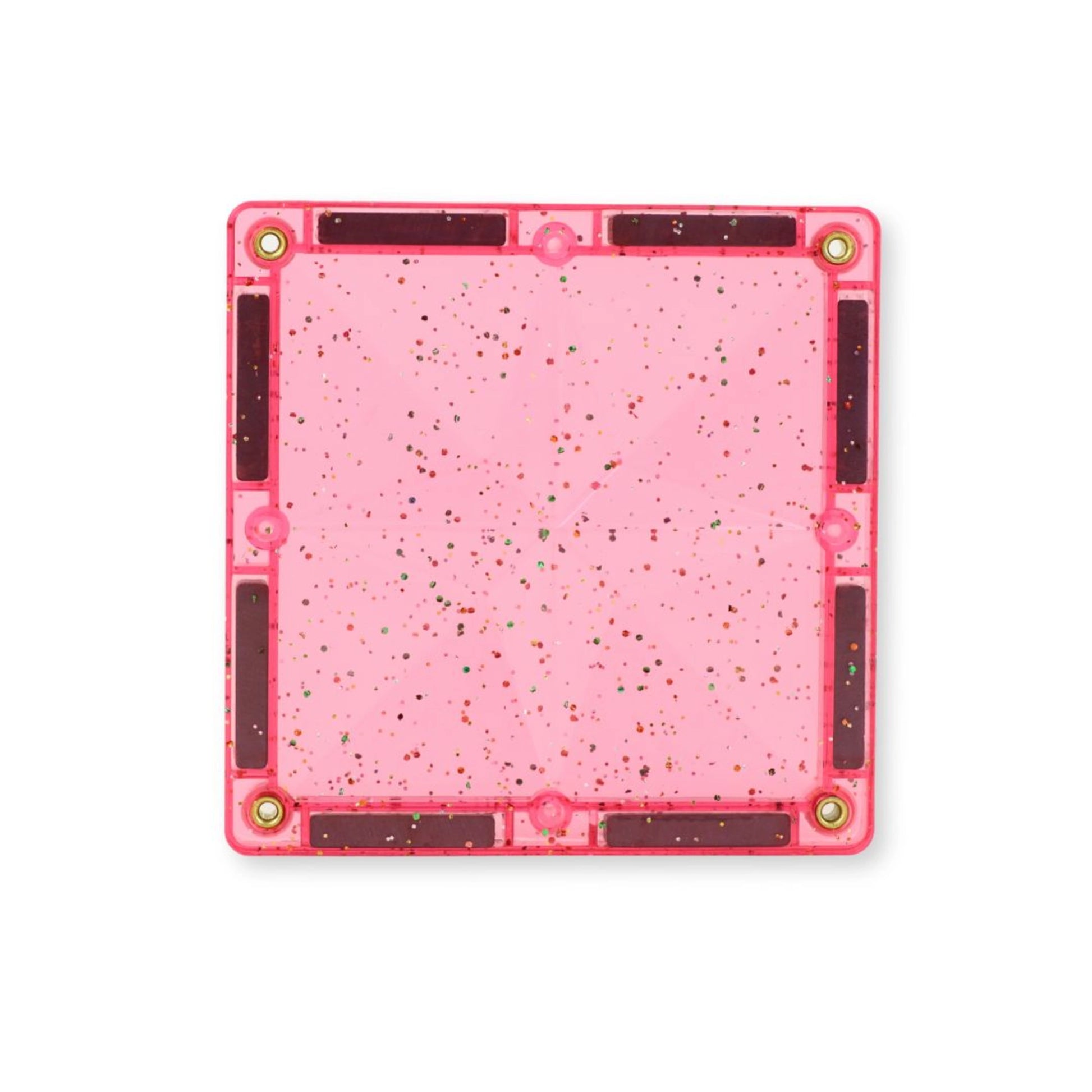 Cleverclixx Glitter Tiles Pack – 16-Piece Transparent Pink Magnetic Building Set - Grace and Fox