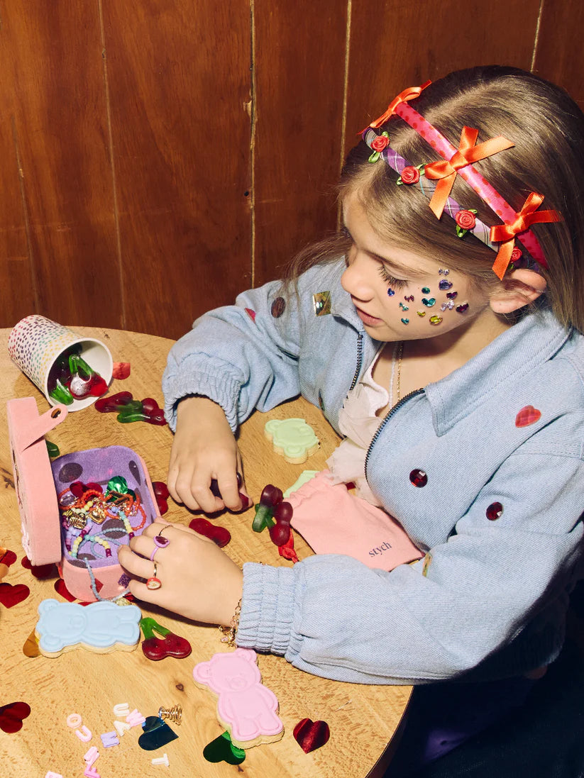 Stych - Check Rose and Bow Headband Set - Grace and Fox