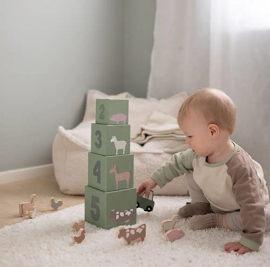 Jabadabado Stacking Cubes and Farm Animals, Grace and Fox