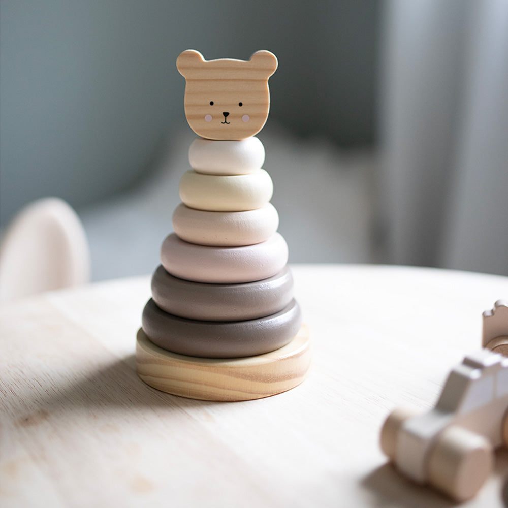 Jabadabado Wooden Stacking Ring Teddy Natural - Grace and Fox