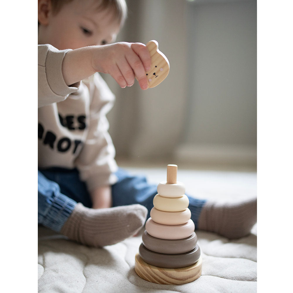 Jabadabado Wooden Stacking Ring Teddy Natural - Grace and Fox