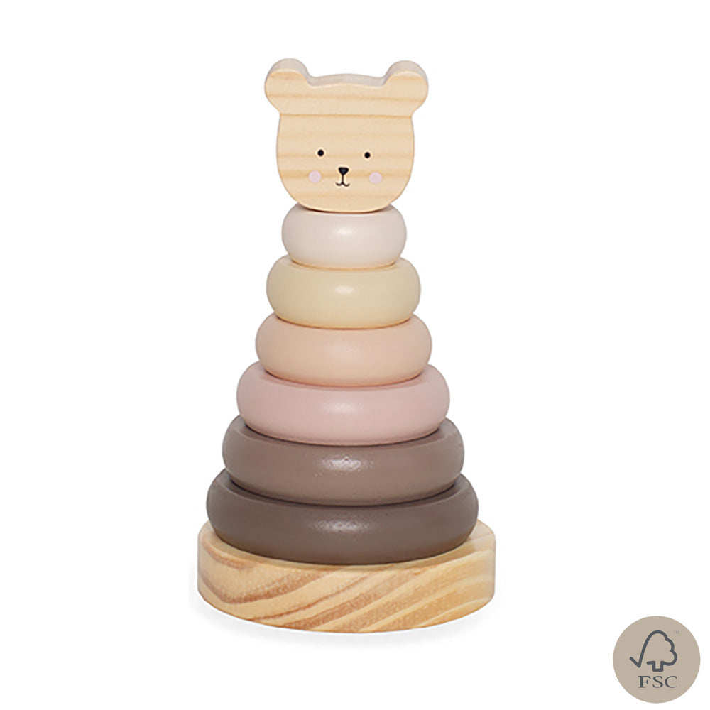 Jabadabado Wooden Stacking Ring Teddy Natural - Grace and Fox