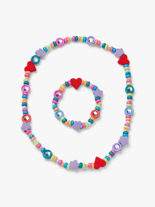 Stych - Heart And Flower Flock Beaded Jewellery Set - Grace and Fox