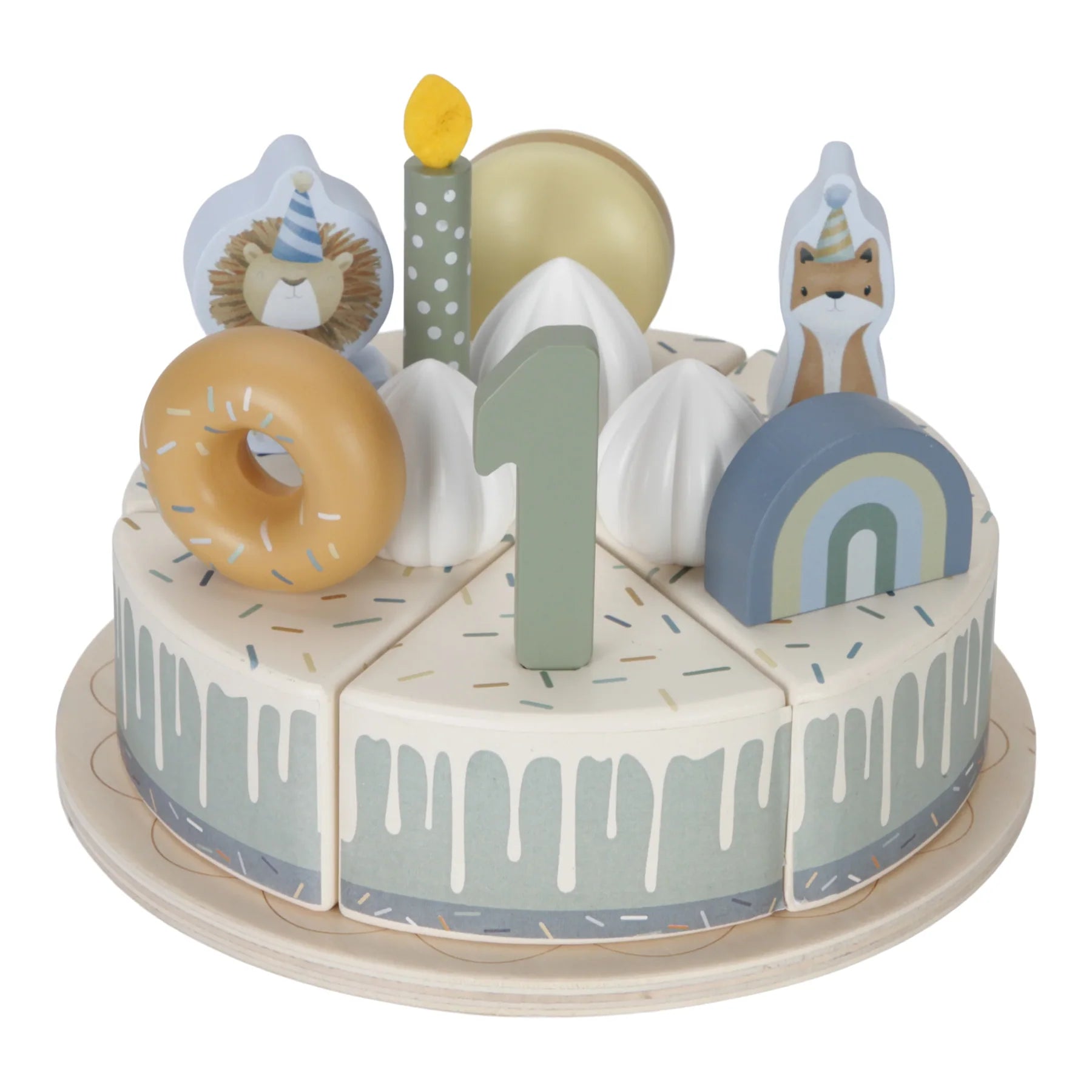 Little Dutch Wooden birthday cake FSC - blue - Grace and Fox