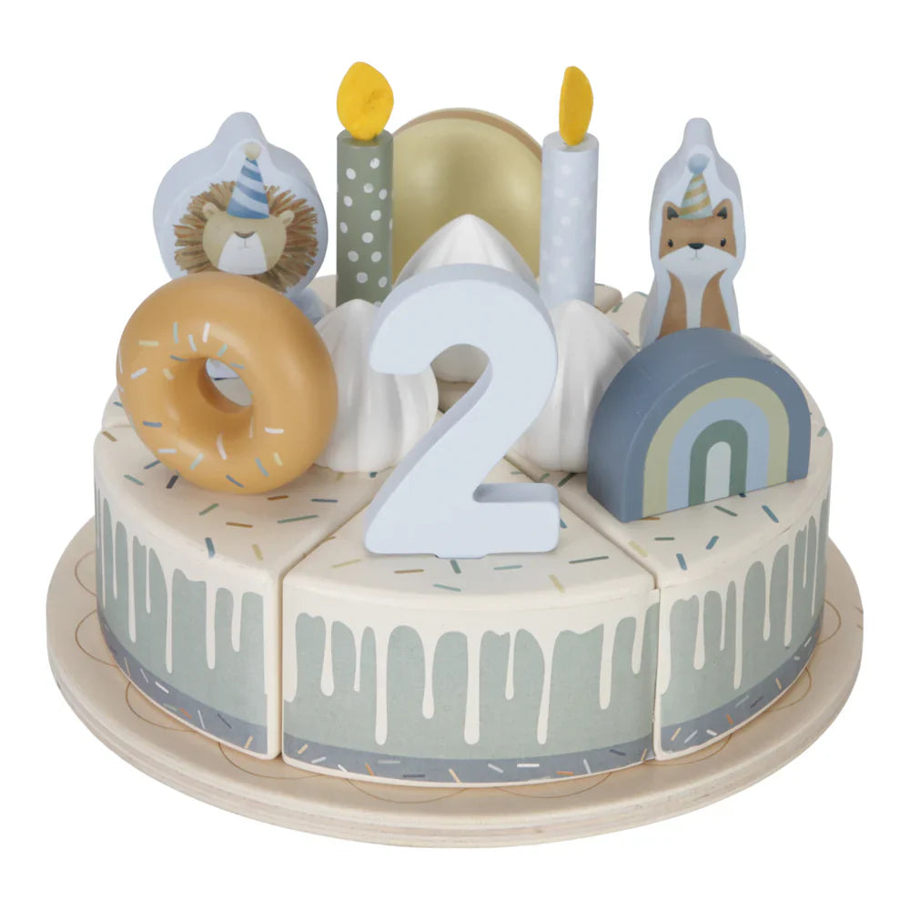 Little Dutch Wooden birthday cake FSC - blue - Grace and Fox