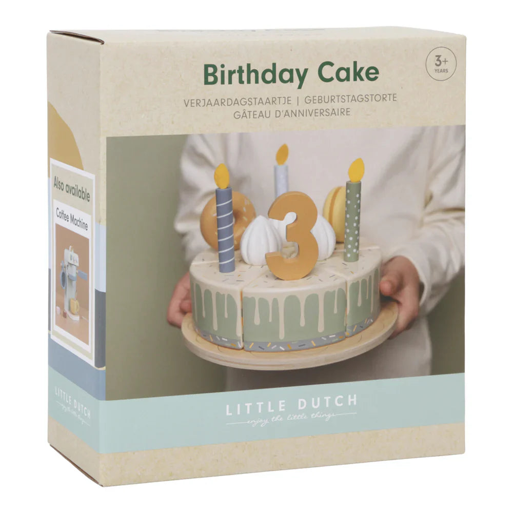 Little Dutch Wooden birthday cake FSC - blue - Grace and Fox