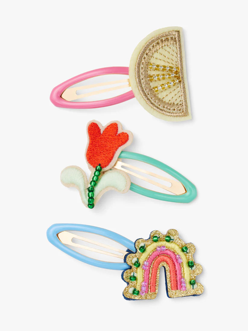 Stych - Lemon and Rainbow Beaded Hair Clips - Grace and Fox