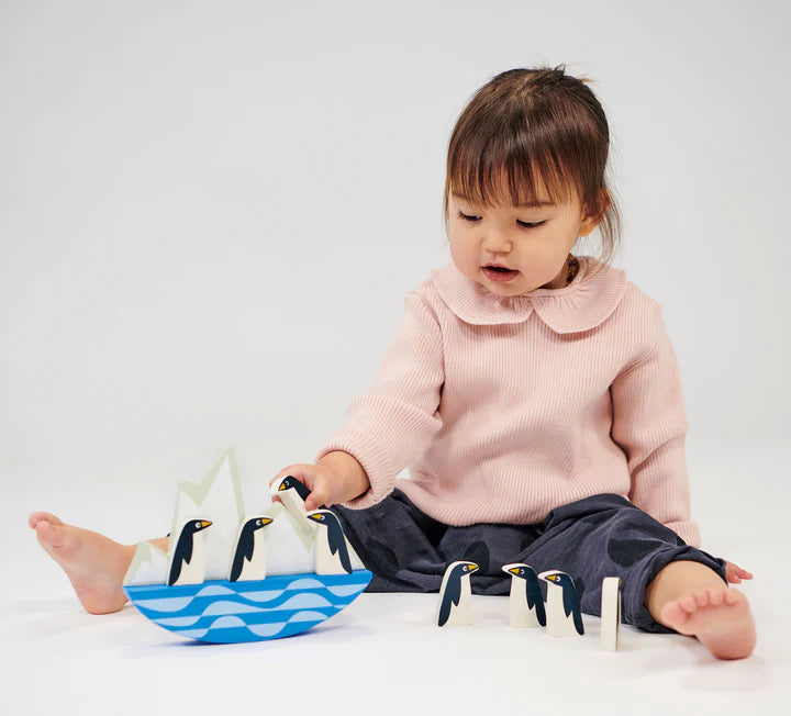 Mentari Wooden Balancing Penguins Game - Grace and Fox