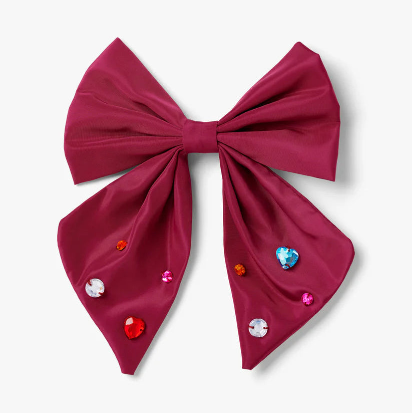 Stych - Oversized Bow Gem Hair Clip Pink - Grace and Fox