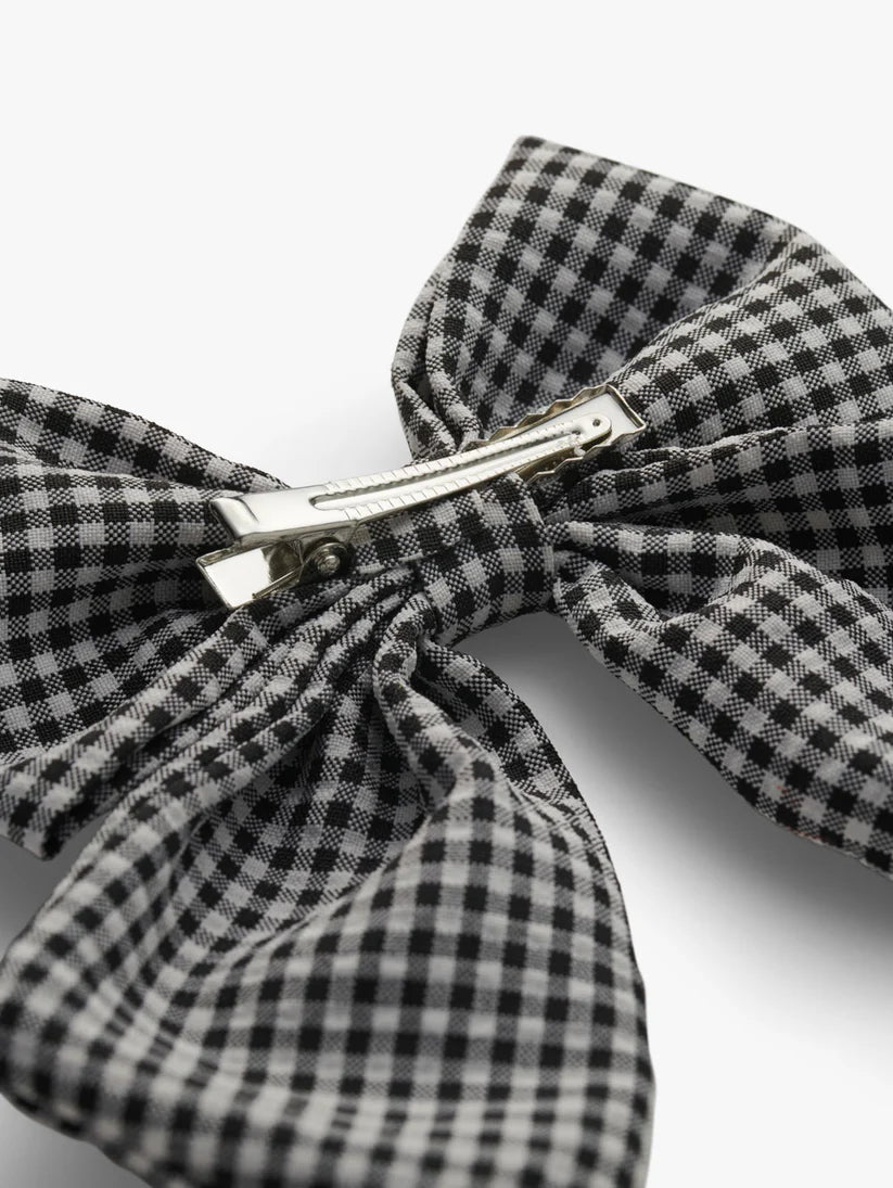 Stych - Oversized Bow Gem Hair Clip Gingham - Grace and Fox