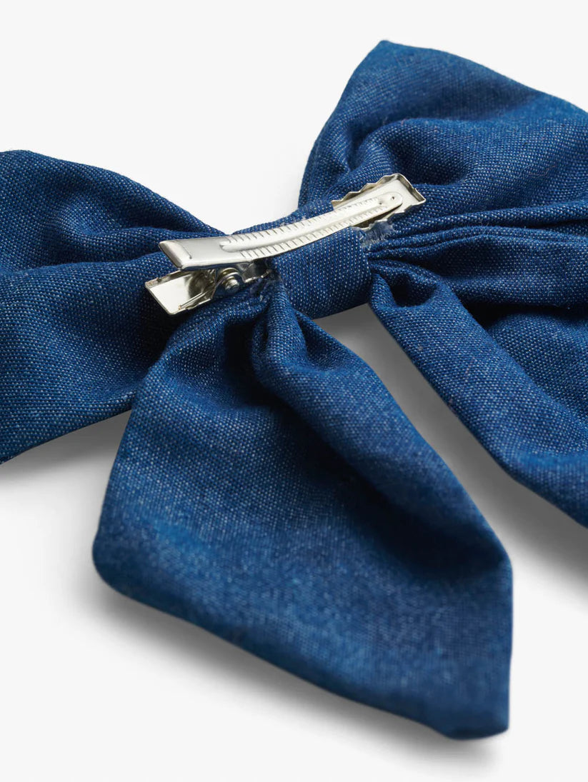 Stych - Oversized Bow Gem Hair Clip Chambray Blue - Grace and Fox