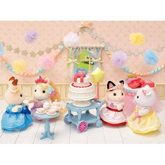 Sylvanian Families - Party Time Playset & Tuxedo Cat Girl - Grace and Fox