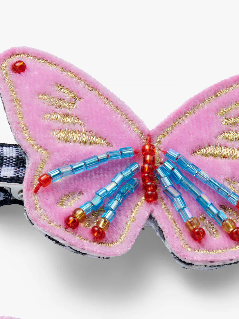 Stych - Pink Butterfly Beaded Hair Clips - Grace and Fox