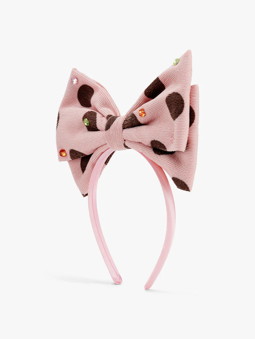Stych - Polka Dot Statement Bow Headband Pink - Grace and Fox
