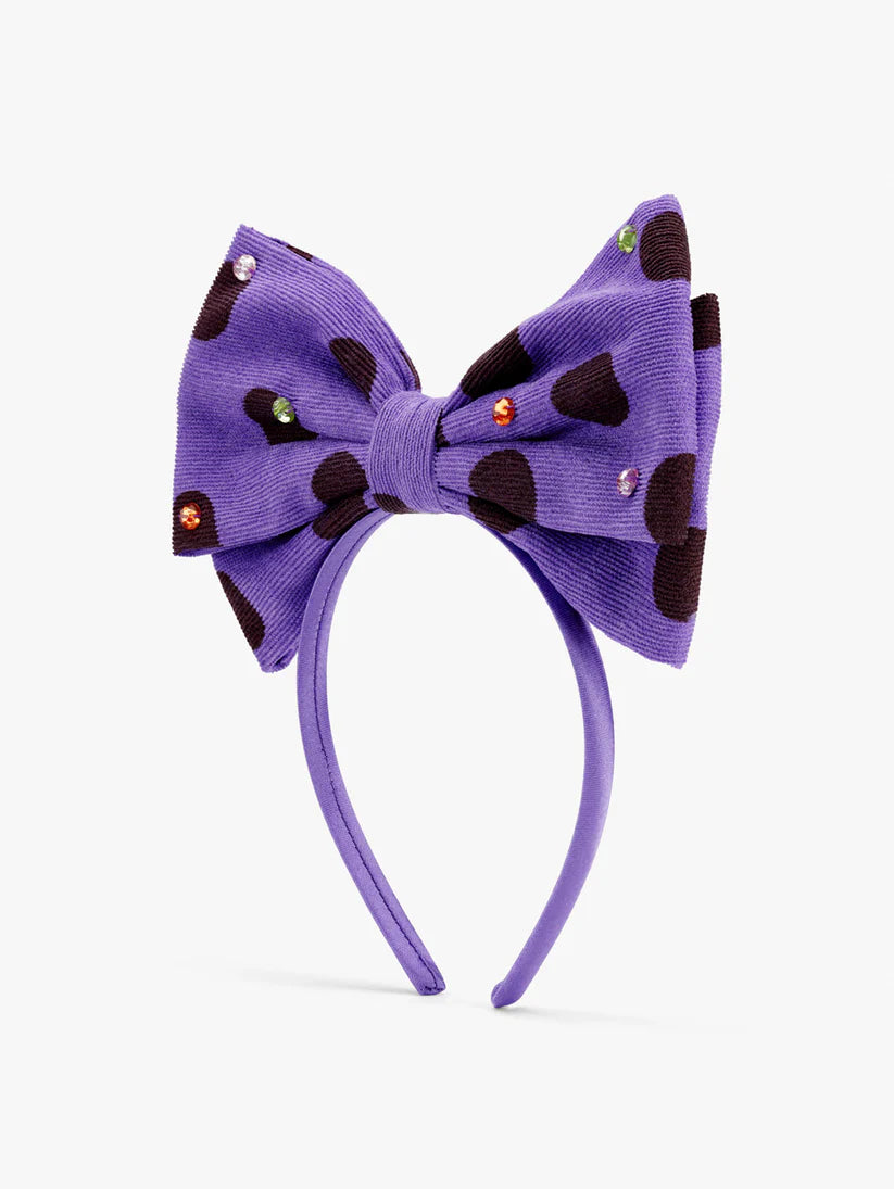 Stych - Polka Dot Statement Bow Headband Purple - Grace and Fox