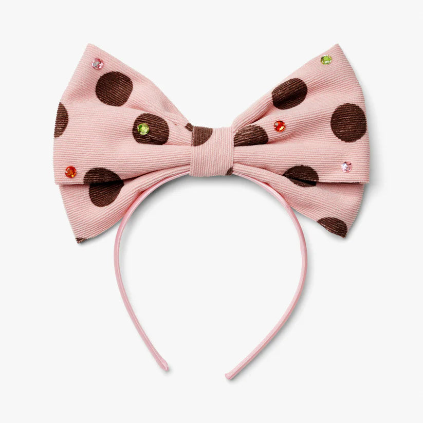 Stych - Polka Dot Statement Bow Headband Pink - Grace and Fox