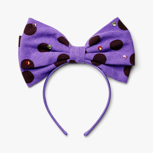 Stych - Polka Dot Statement Bow Headband Purple - Grace and Fox