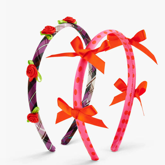 Stych - Check Rose and Bow Headband Set - Grace and Fox