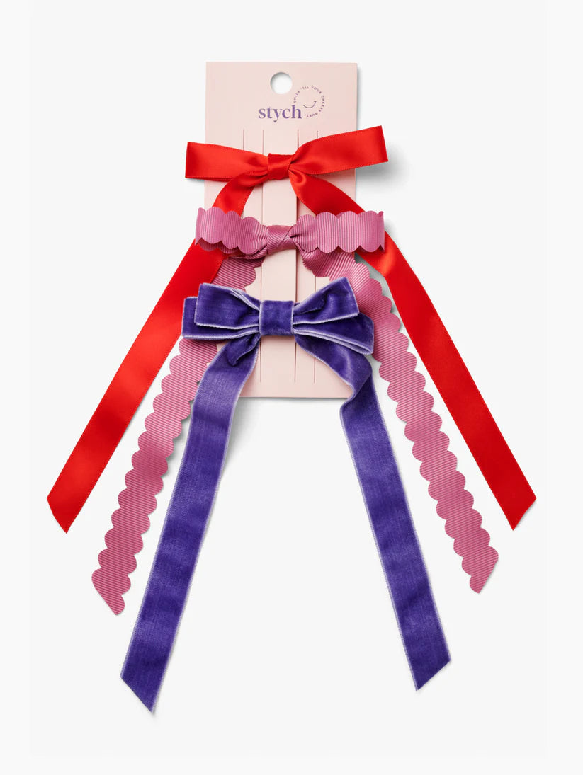 Stych - Multi-Pack Long Bow Hair Clips - Grace and Fox