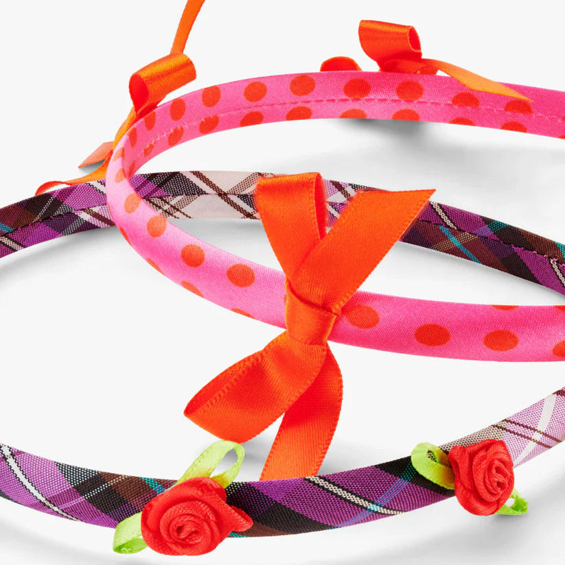 Stych - Check Rose and Bow Headband Set - Grace and Fox